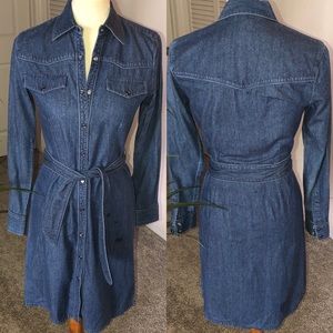 THE LIMITED Denim Western Shirt Dress Snap Buttons